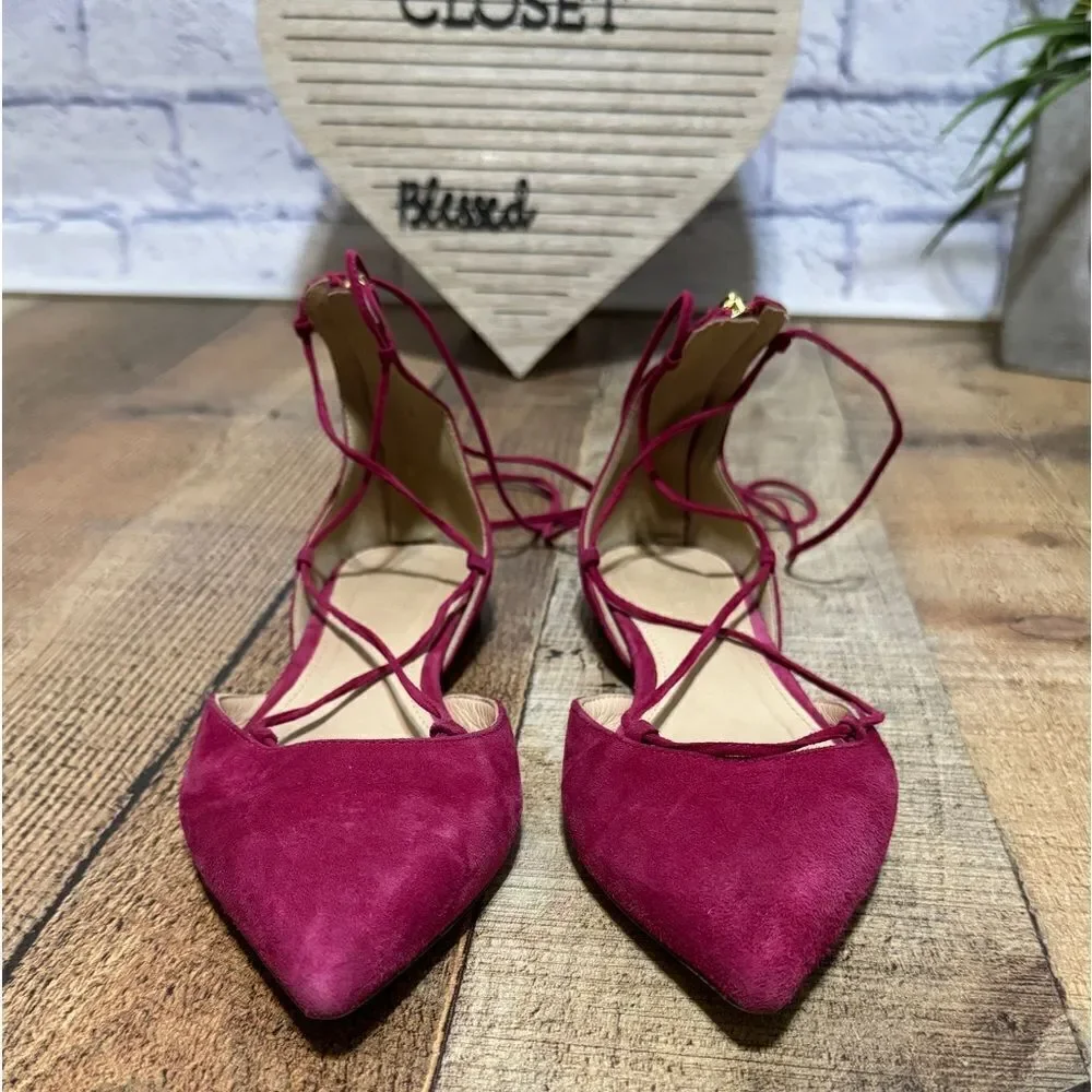 J. Crew Suede Lace-Up Pointed Toe Flats